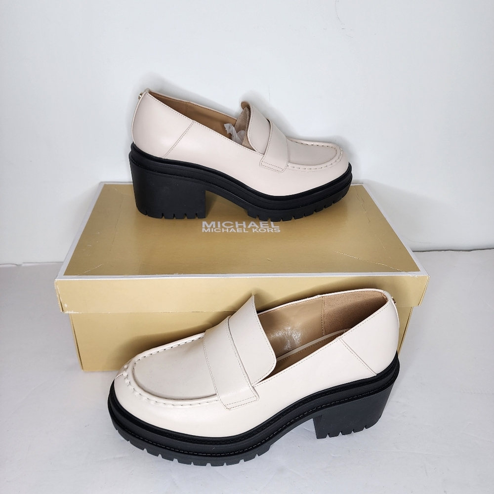 Michael Kors Rocco Heeled Women's Cream Slip On Loafer Size 8.5 - Picture 7 of 7